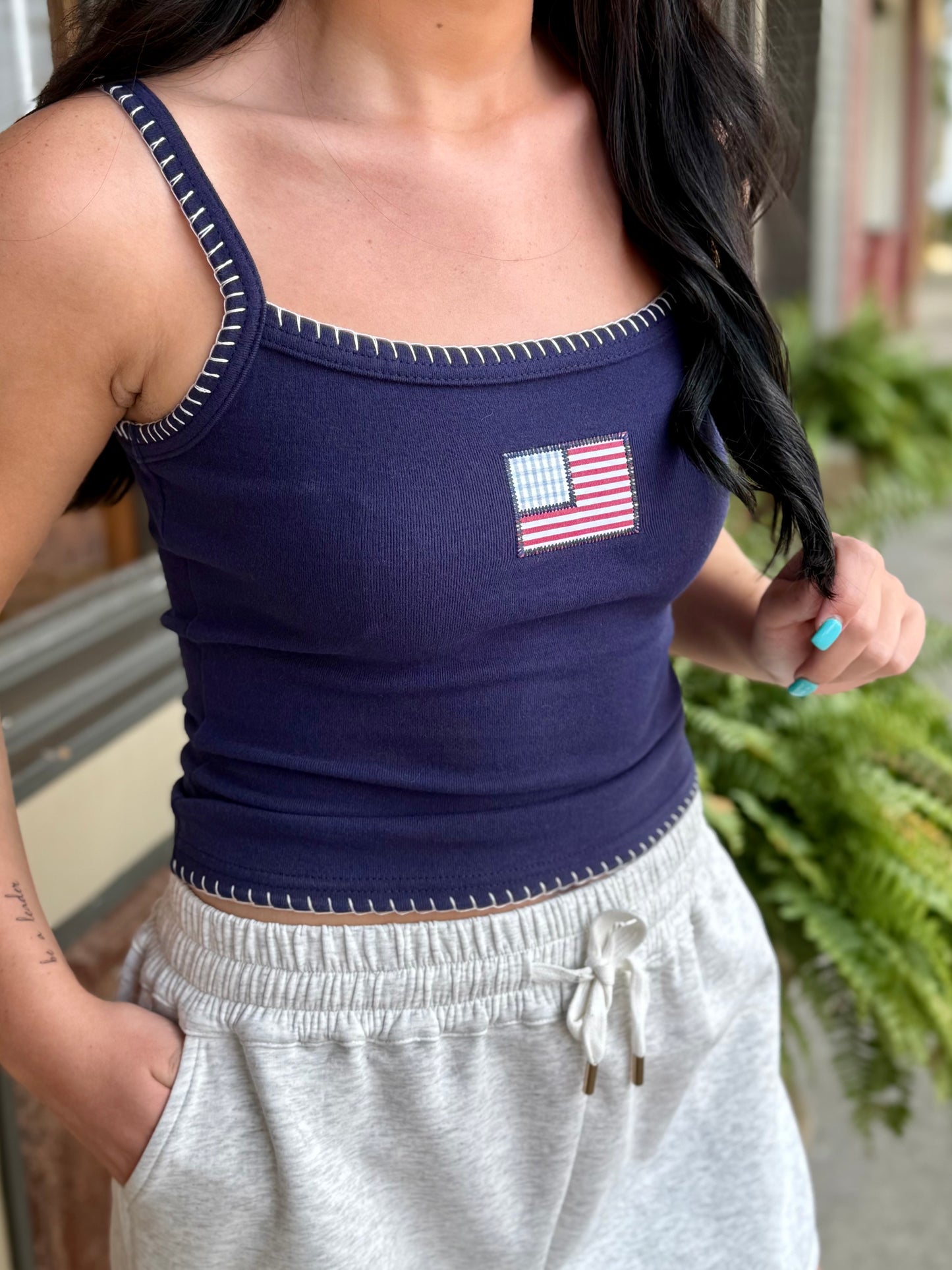American Flag Tank- Navy