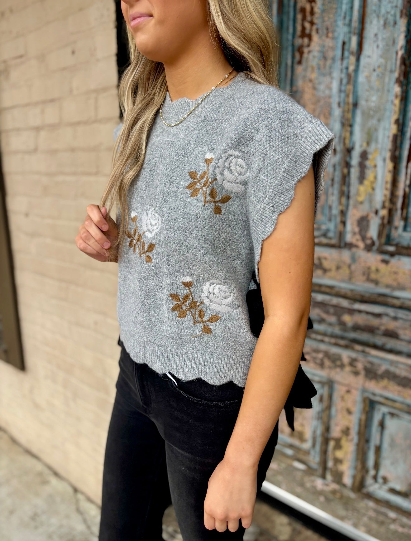 Bound in Bloom Top- Grey