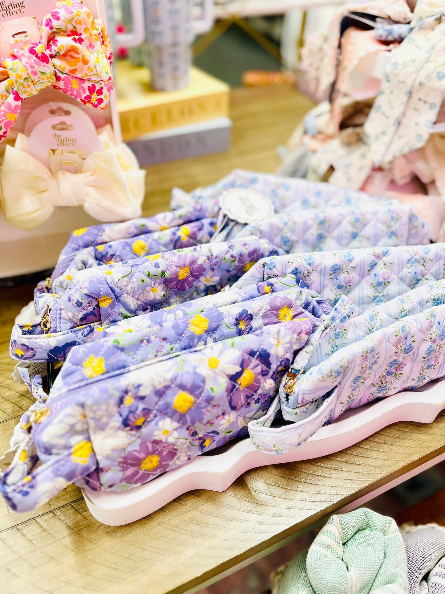 Quilted Cosmetic Pouch- Bouquet Purple