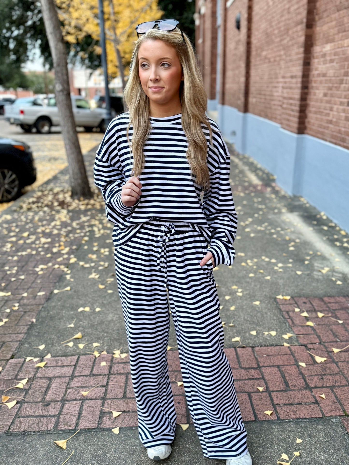 Lulu Mac Stripe Pants- Navy