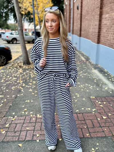 Lulu Mac Stripe Pants- Navy