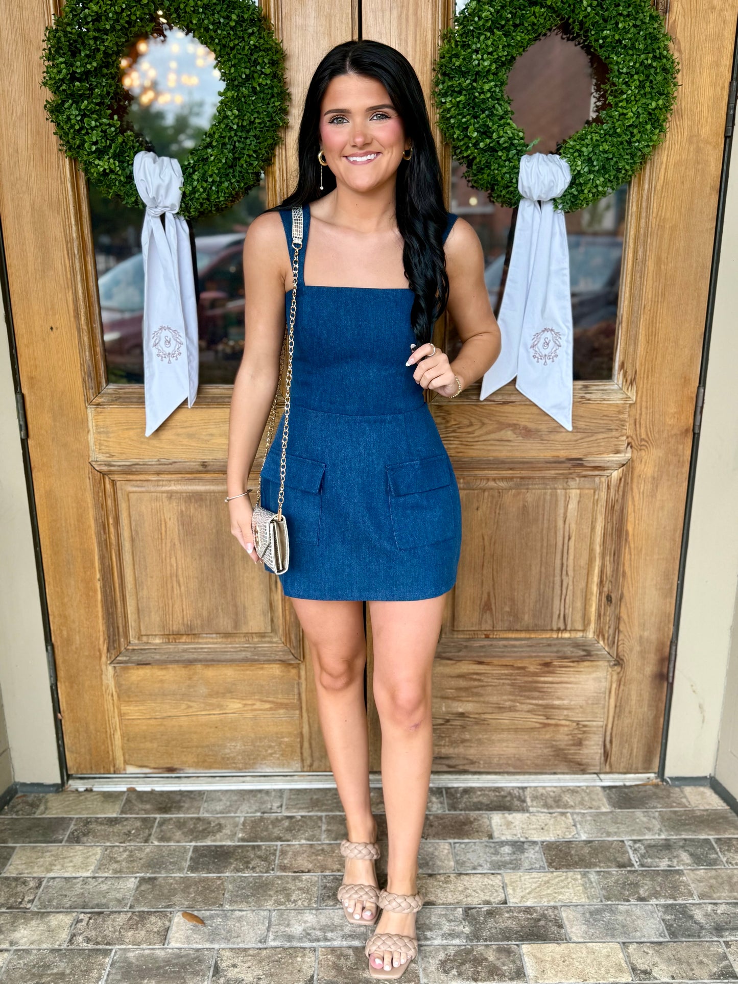 First Impression Romper- Denim