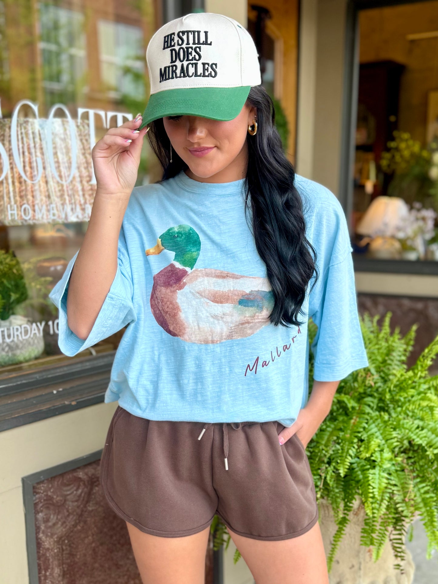 Mallard Oversized Tee- Baby Blue