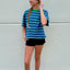 Stripe Boxy Tee- Blue/Green