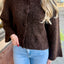 Fuzzy Knit Cardigan- Chocolate