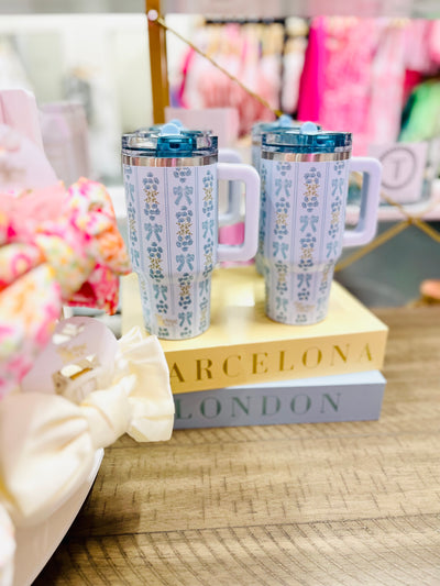 Oh So Fancy Tumbler with Flip Straw 20oz.- Blue