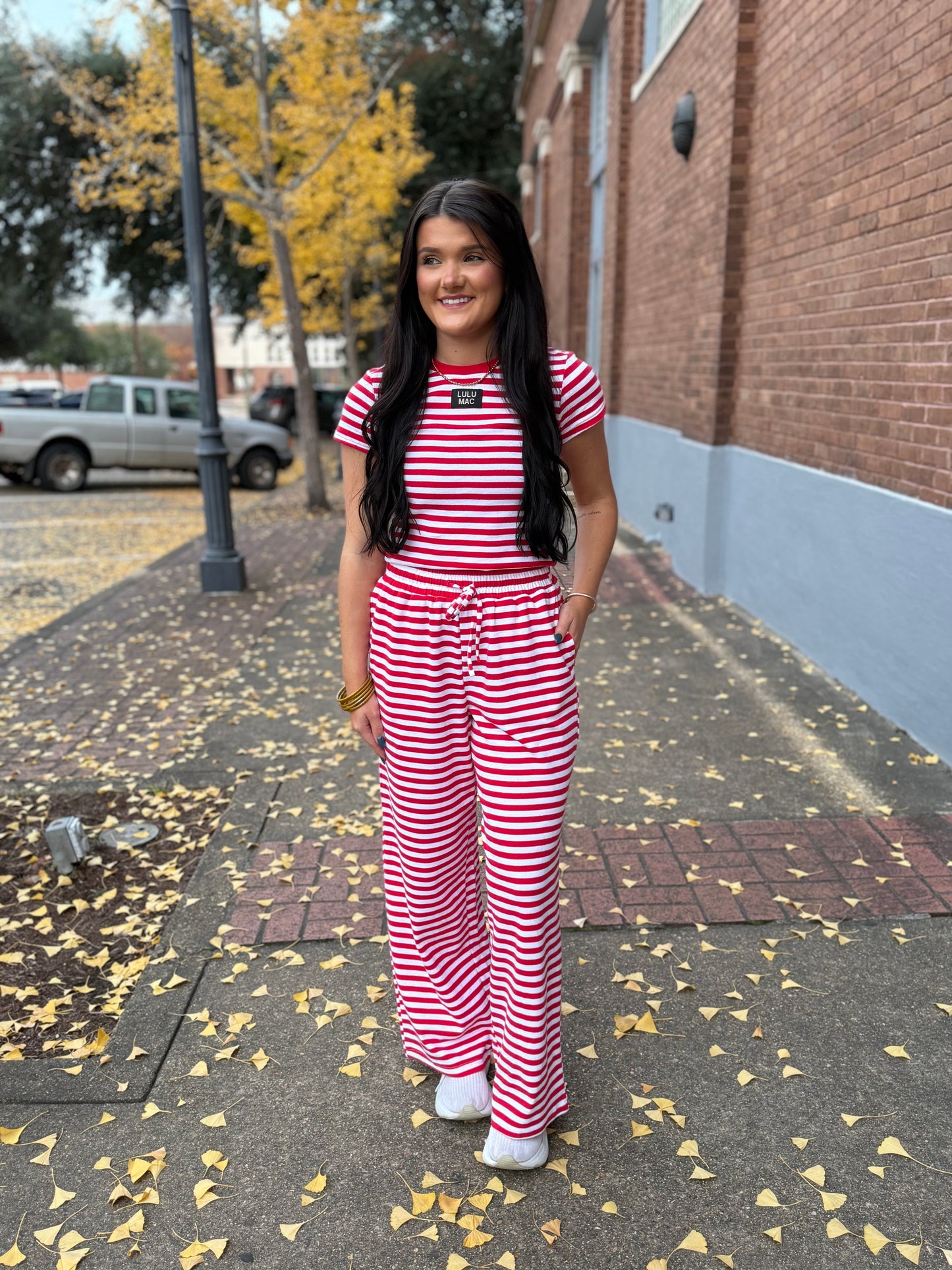 Lulu Mac Stripe Pants- Red