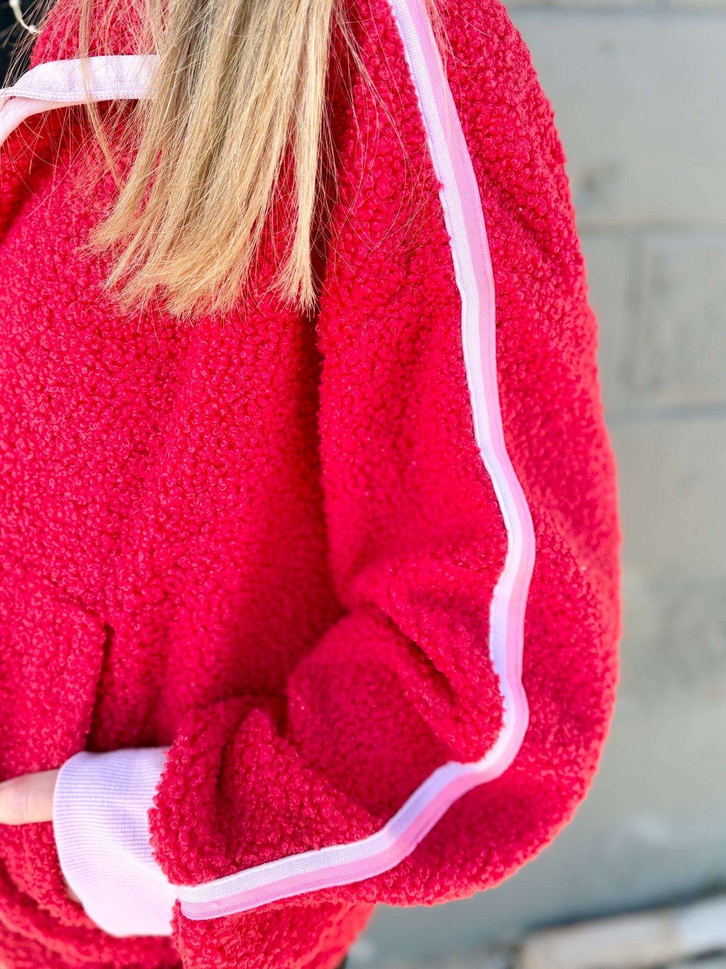Teddy Quarter Zip- Red
