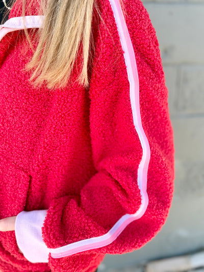 Teddy Quarter Zip- Red