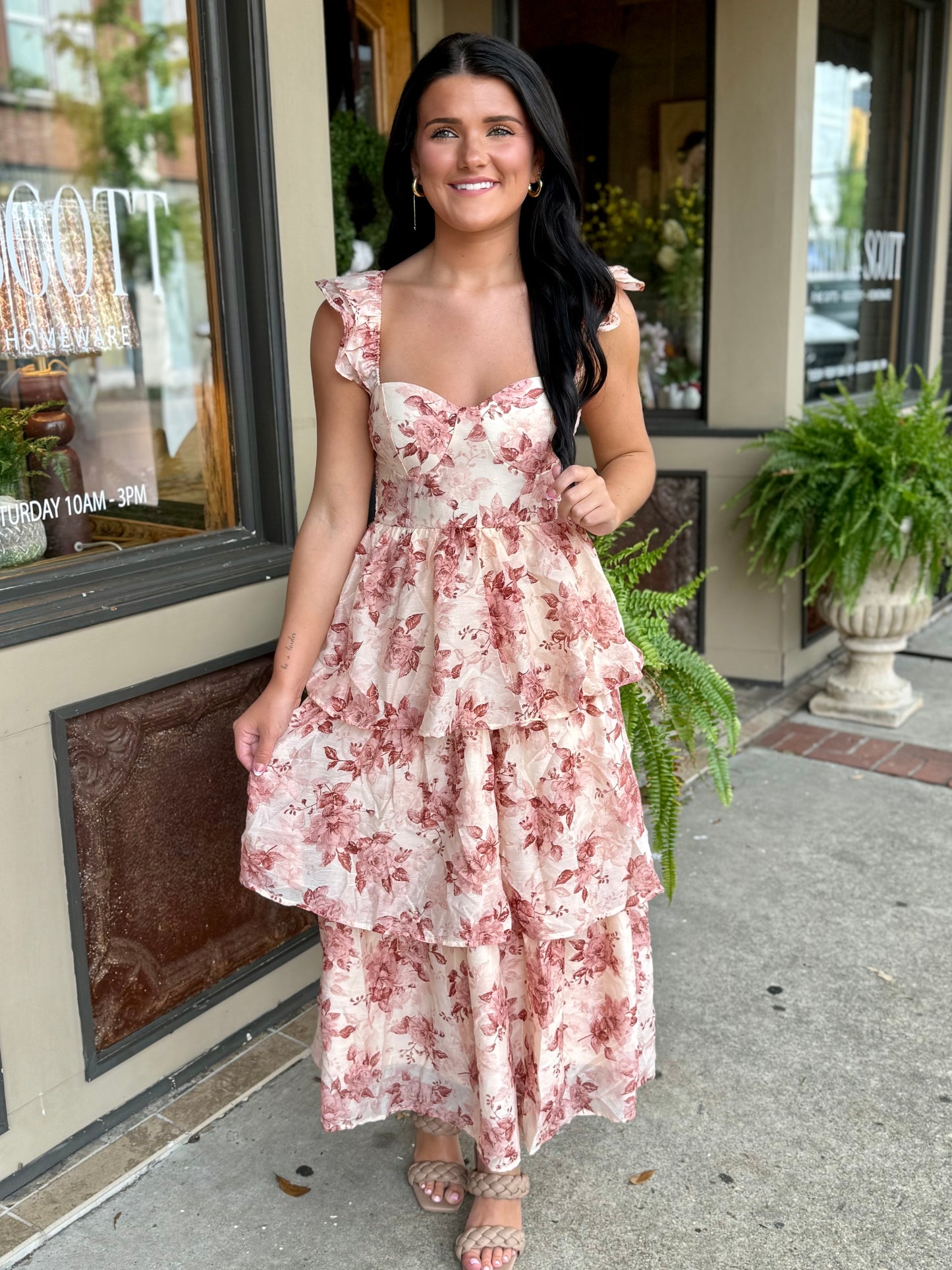 Maple Lane Midi Dress- Rose