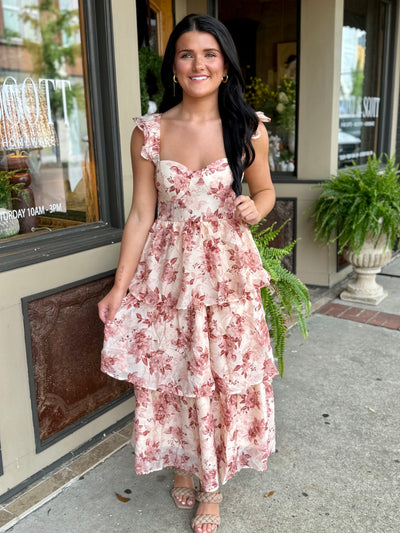 Maple Lane Midi Dress- Rose