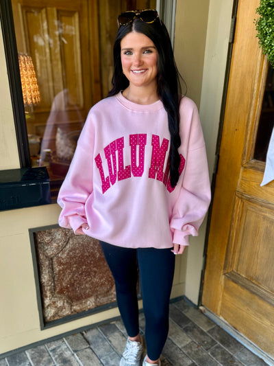 Lulu Mac Sweatshirt- Light Pink/Hot Pink Polka Dots