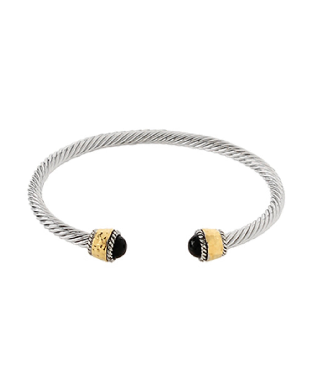 Classic Cable Bracelet- Gold + Black Stone