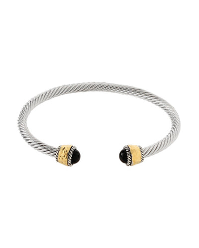 Classic Cable Bracelet- Gold + Black Stone