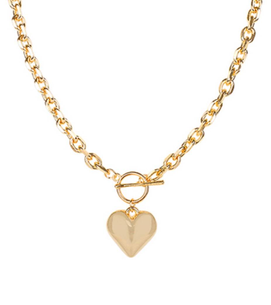 Puffy Heart Toggle Necklace