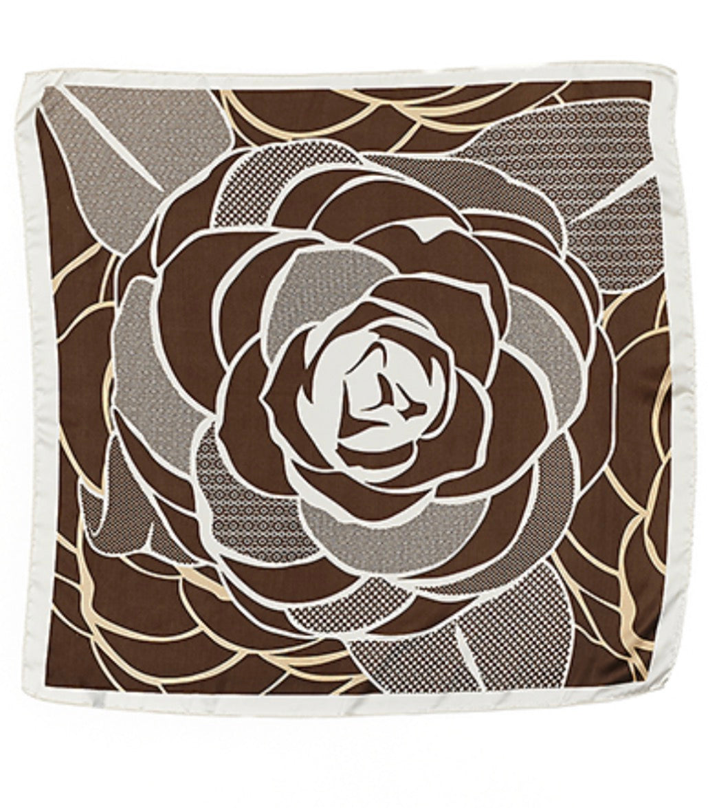 Floral Print Silky Bandana- Mocha