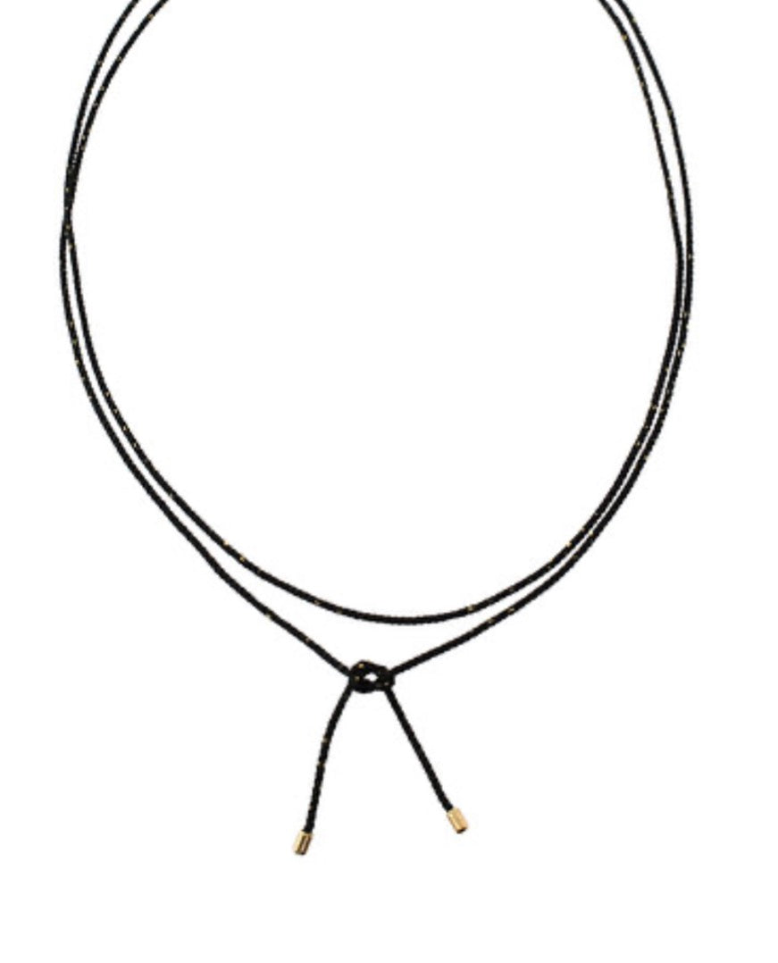 End Bar Lariat Cord Necklace- Black