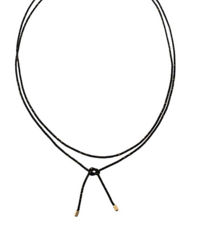End Bar Lariat Cord Necklace- Black