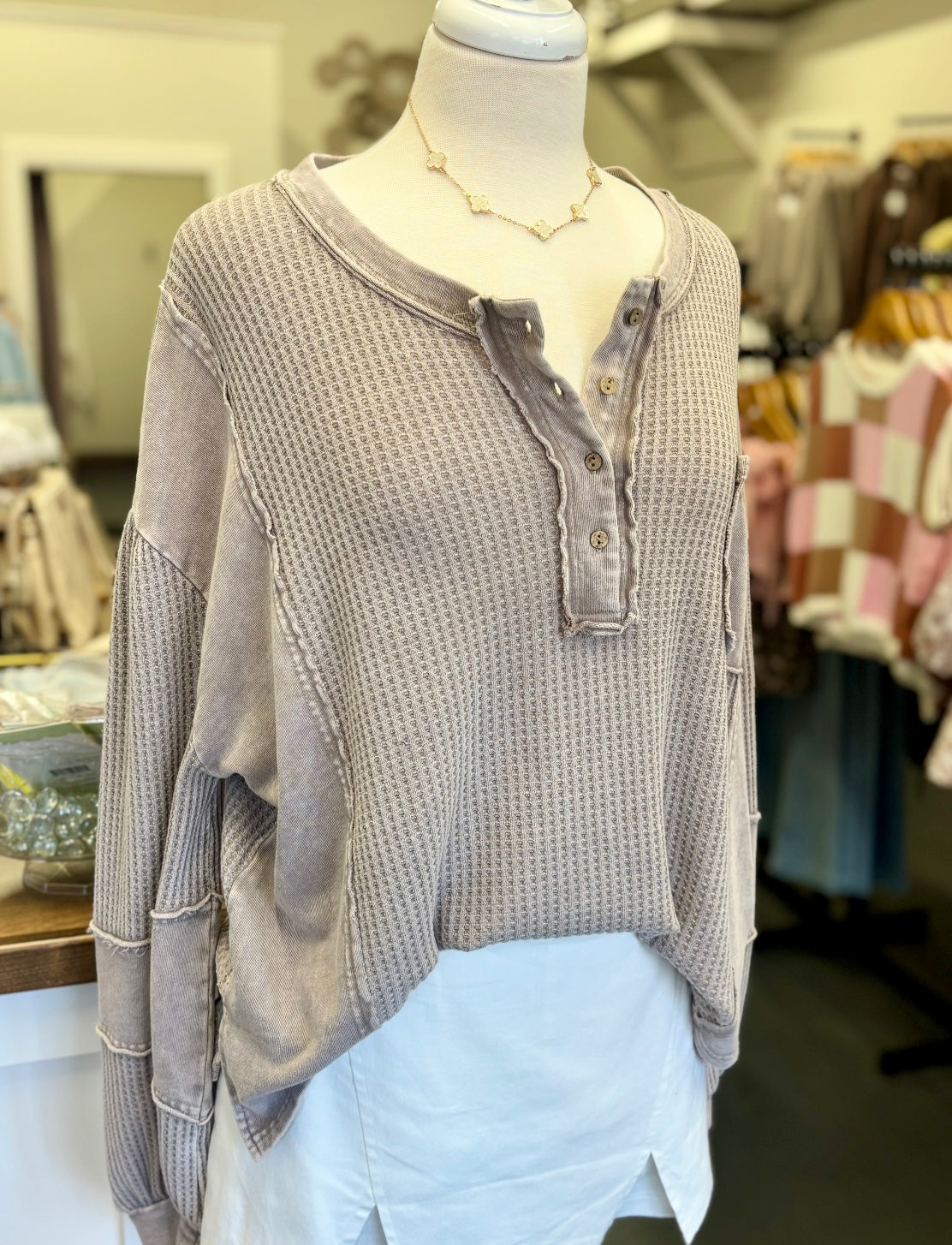 Mineral Washed Henley Top