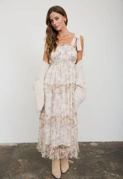 Golden Grove Midi Dress- Ivory