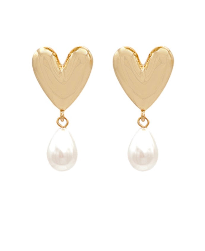 Heart + Pearl Earrings