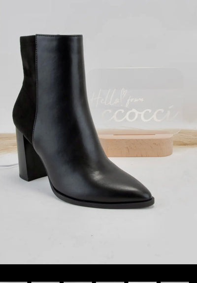 Leather Suede Bootie- Black