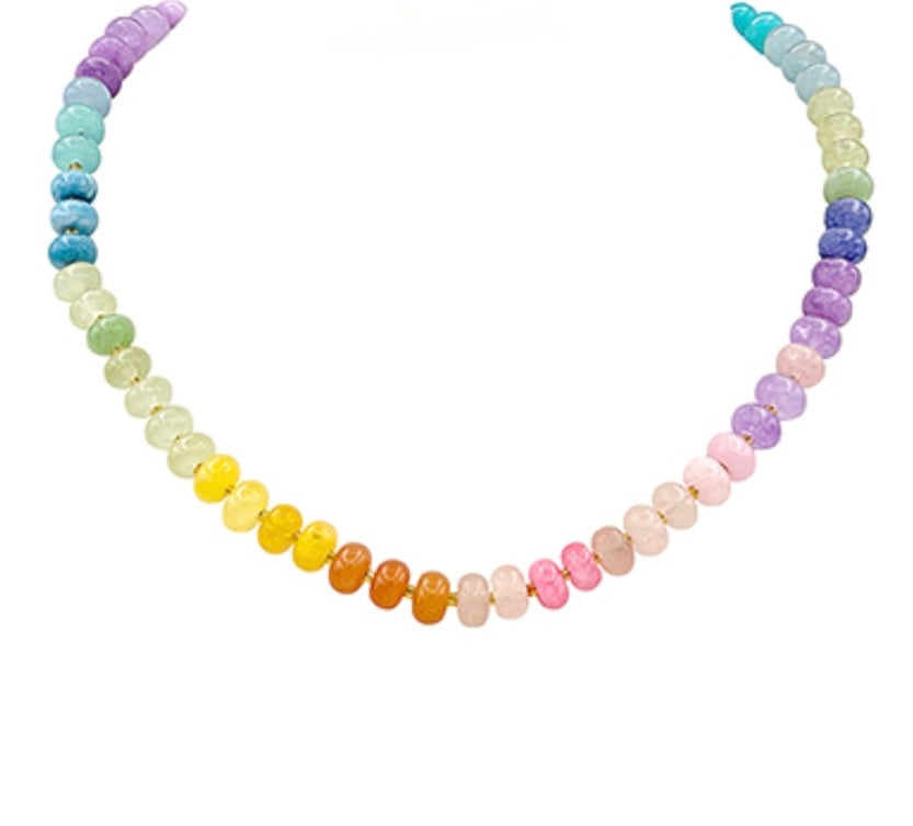 Rondelle Stone Necklace- 5 Colors