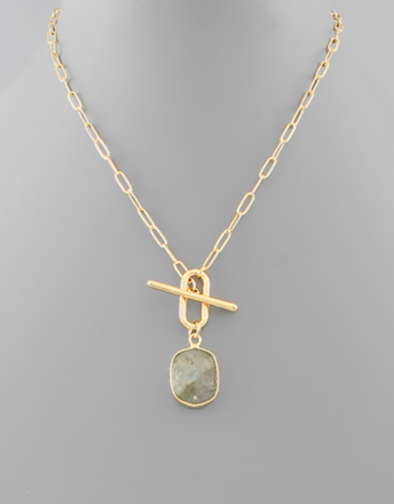 Stone Charm Toggle Necklace