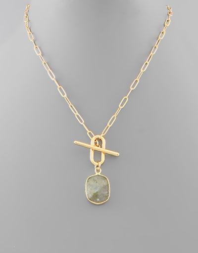 Stone Charm Toggle Necklace
