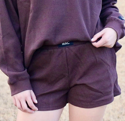 Lulu Mac Waffle Shorts- Brown
