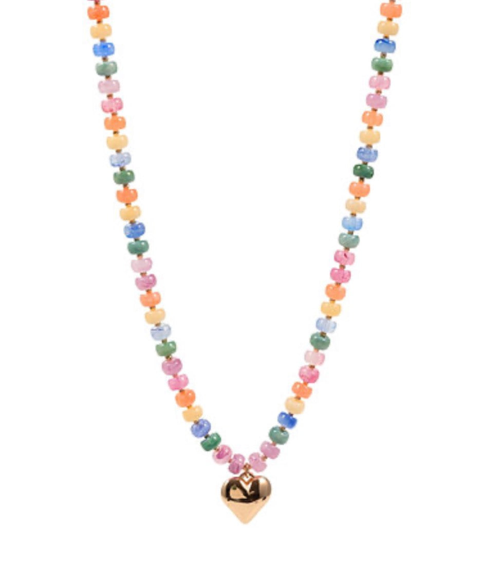 Multi Color Heart Bead Necklace