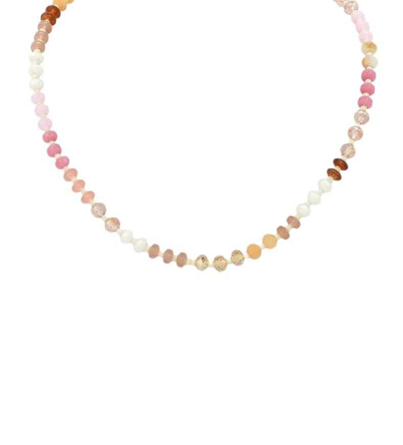 Sparkle Rondelle Bead Necklace- Pink