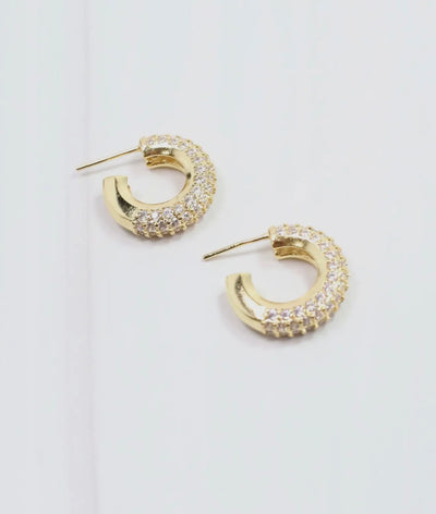 Cz gold hoop earring- large