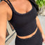 Layered Sports Bra- Black Polka Dot