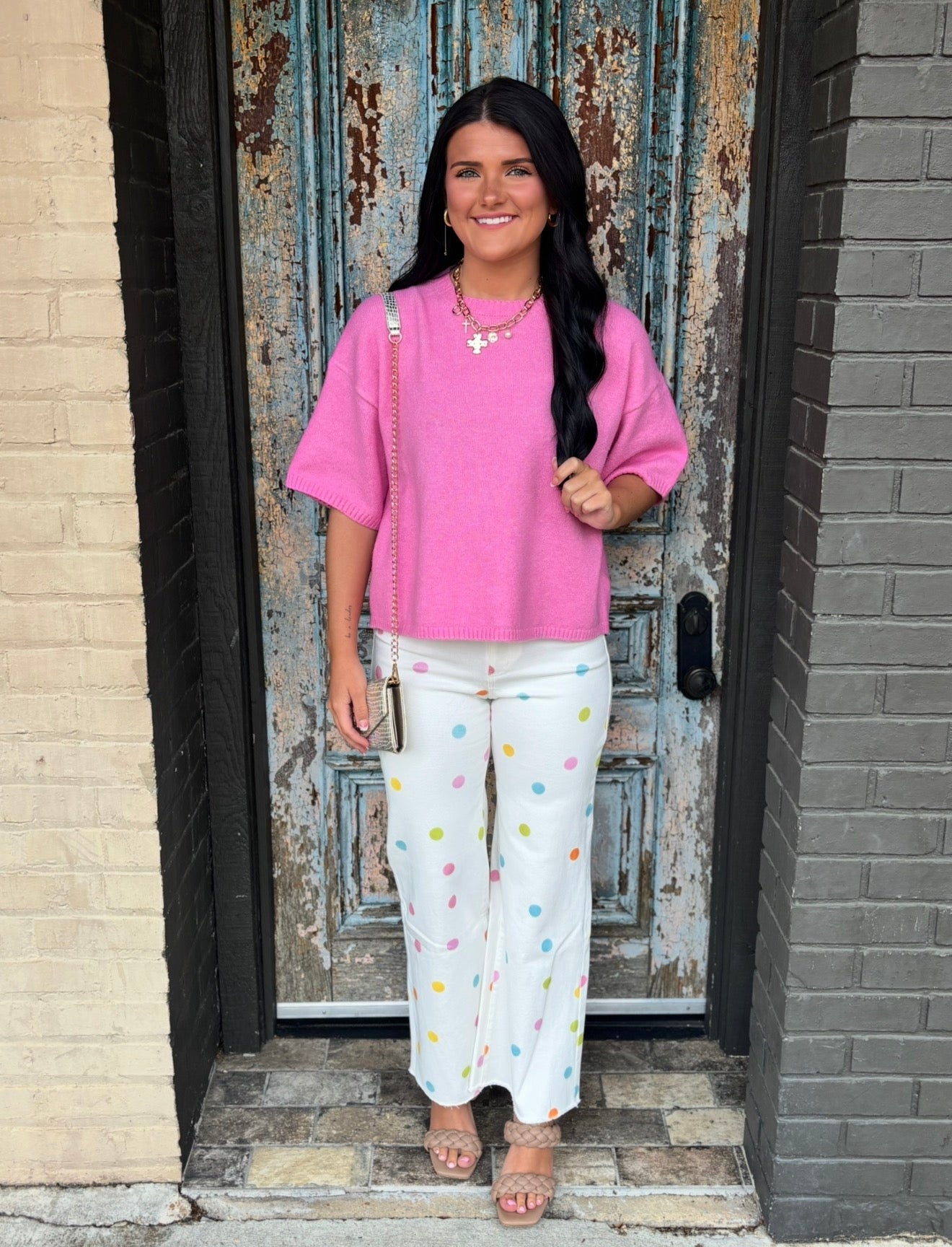Polka Dot Denim- Ivory