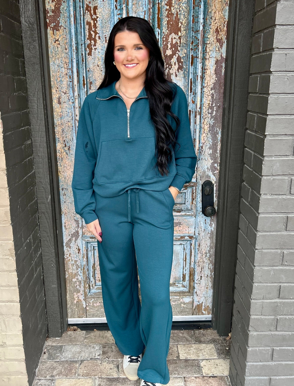 Half Zip Scuba- Dark Green