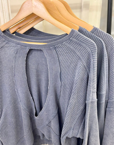 After Hours Knit Top- Navy