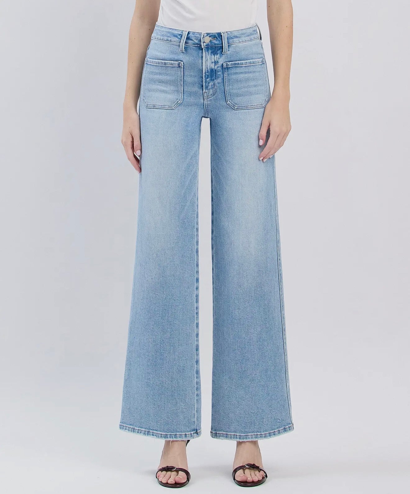 Patch Pocket Wide Leg Denim