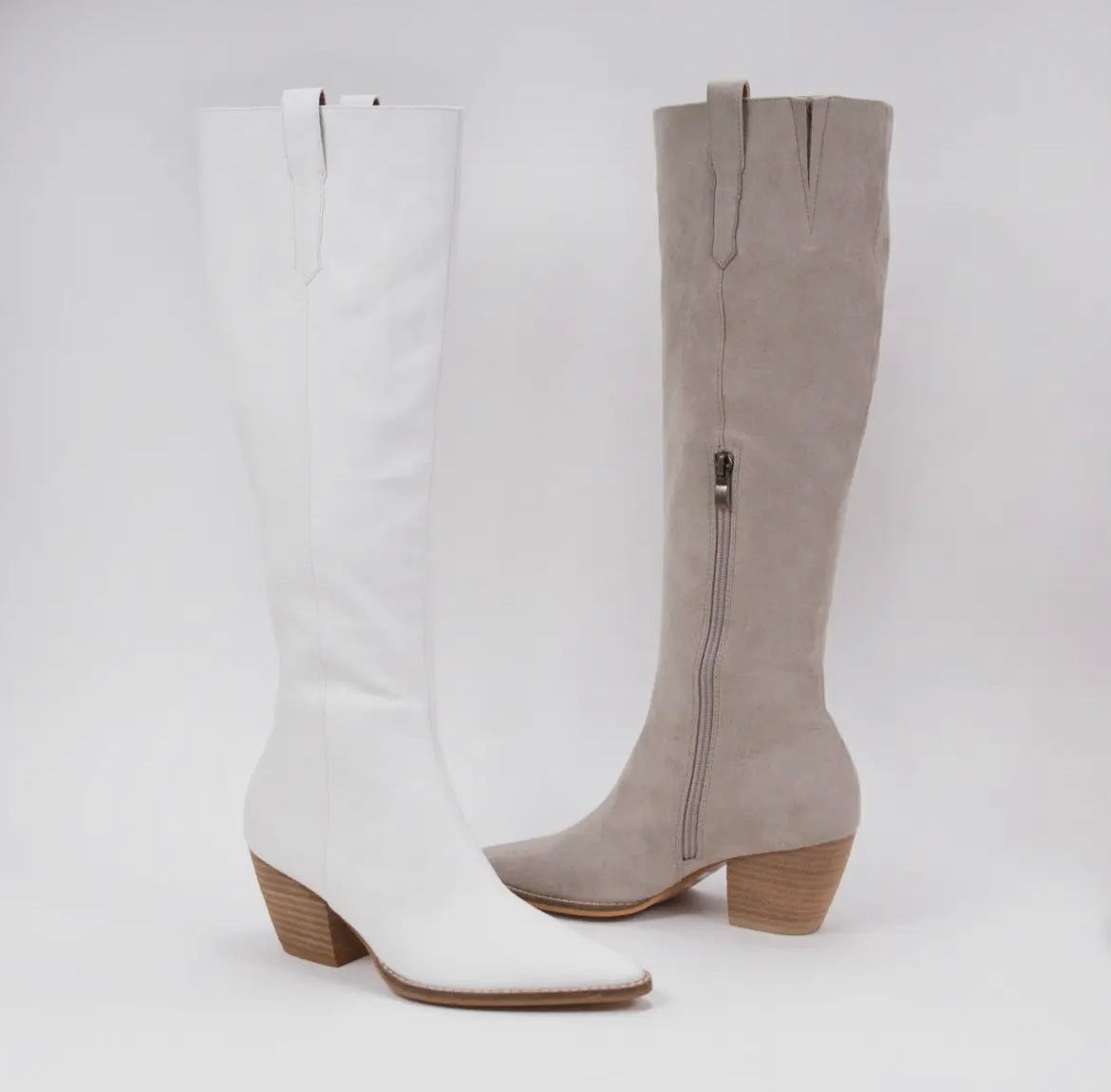 Suede Knee High Boots- Nude