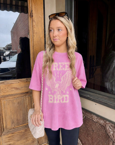 Free Bird Graphic Tee- Pink