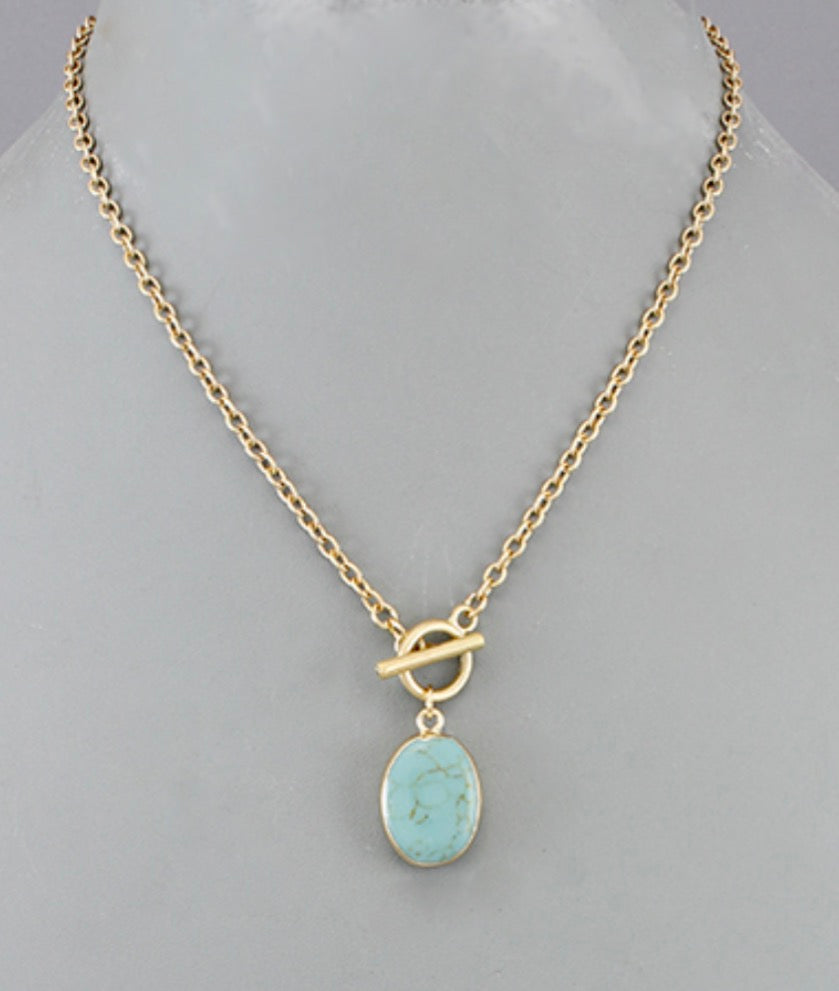 Turquoise Stone Toggle Necklace
