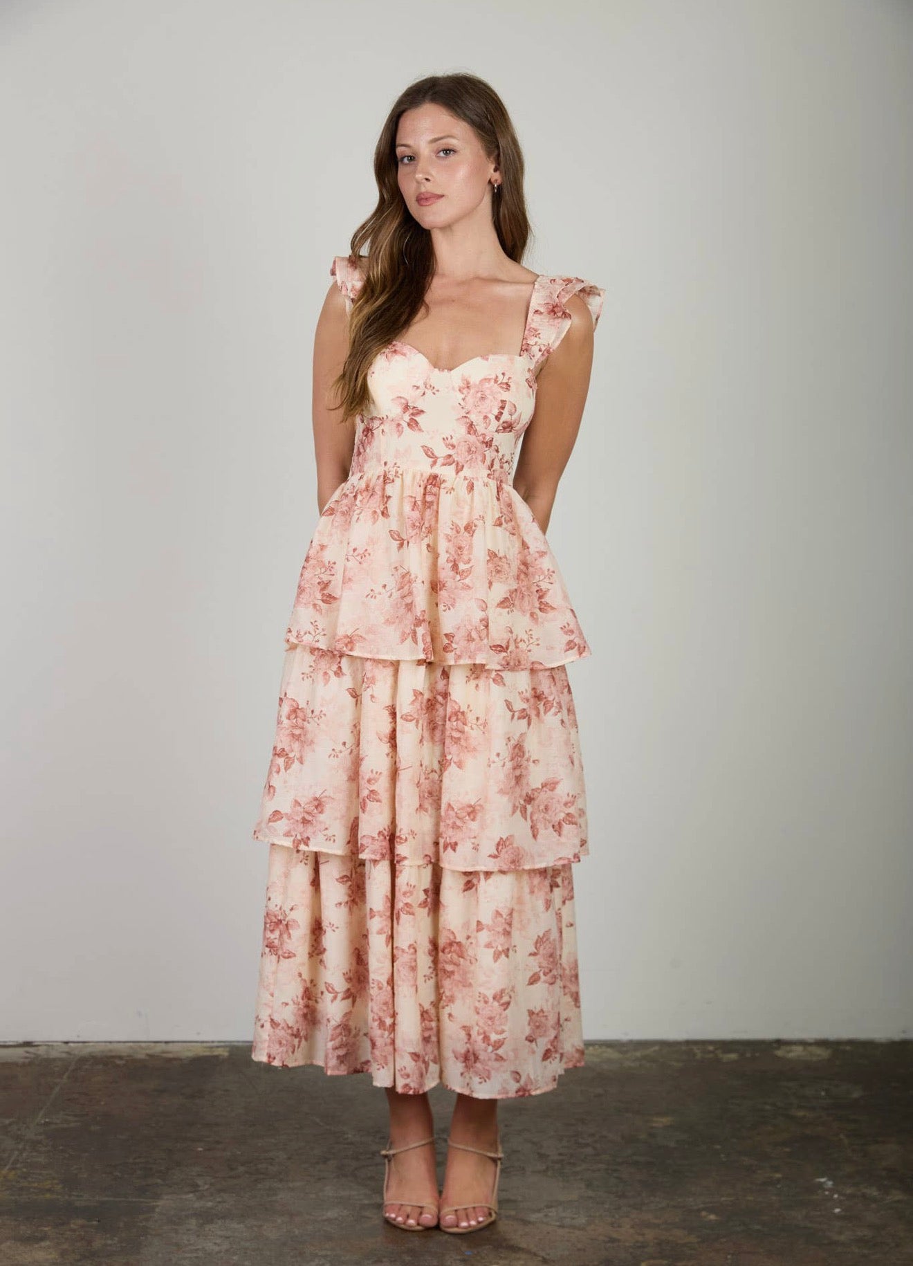 Maple Lane Midi Dress- Rose