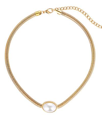 Pearl & Snake Chain Choker