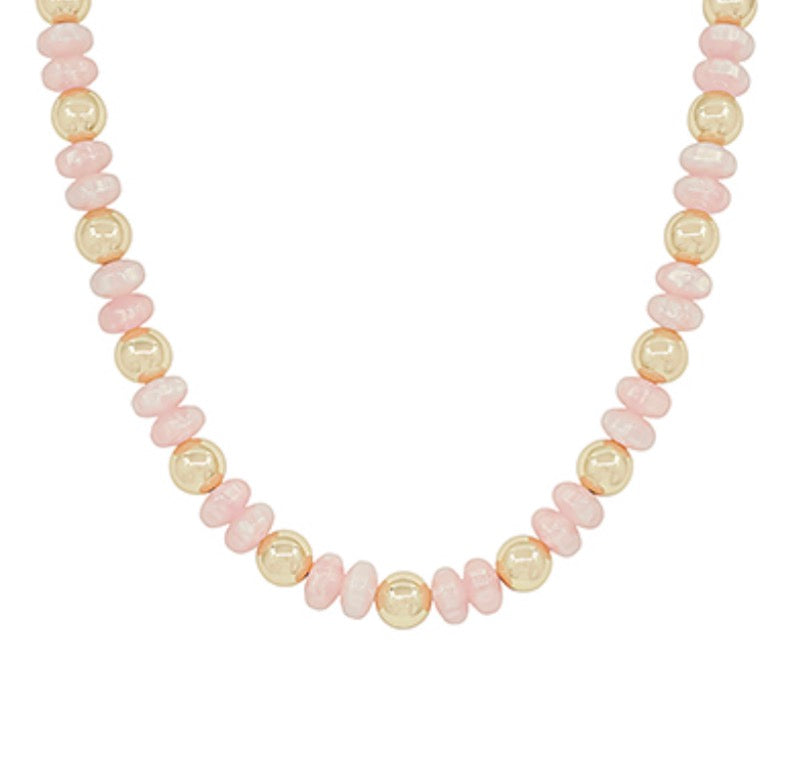 Pink & Gold Bead Necklace