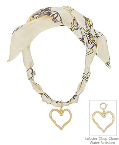 Heart Scarf Necklace- Cream