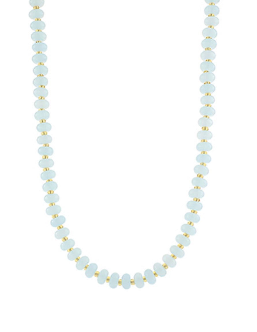 Rondelle & Bead Necklace- Light Blue