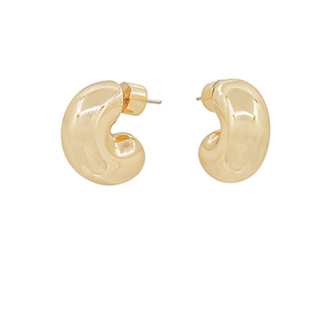 Chunky J-Hoop Gold Earrings