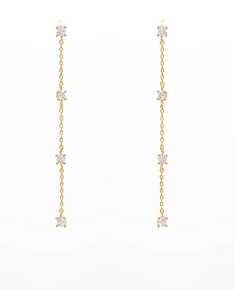 CZ & Chain Drop Earrings