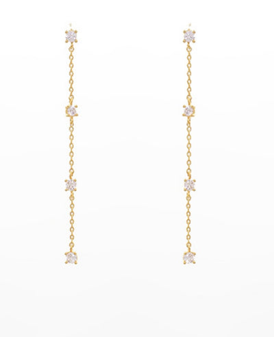 CZ & Chain Drop Earrings