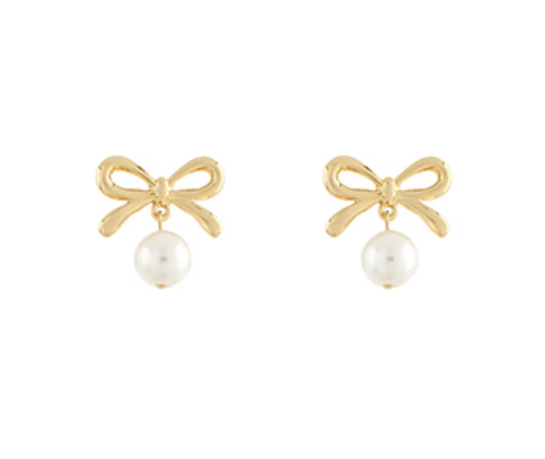 Bow + Pearl Earrings